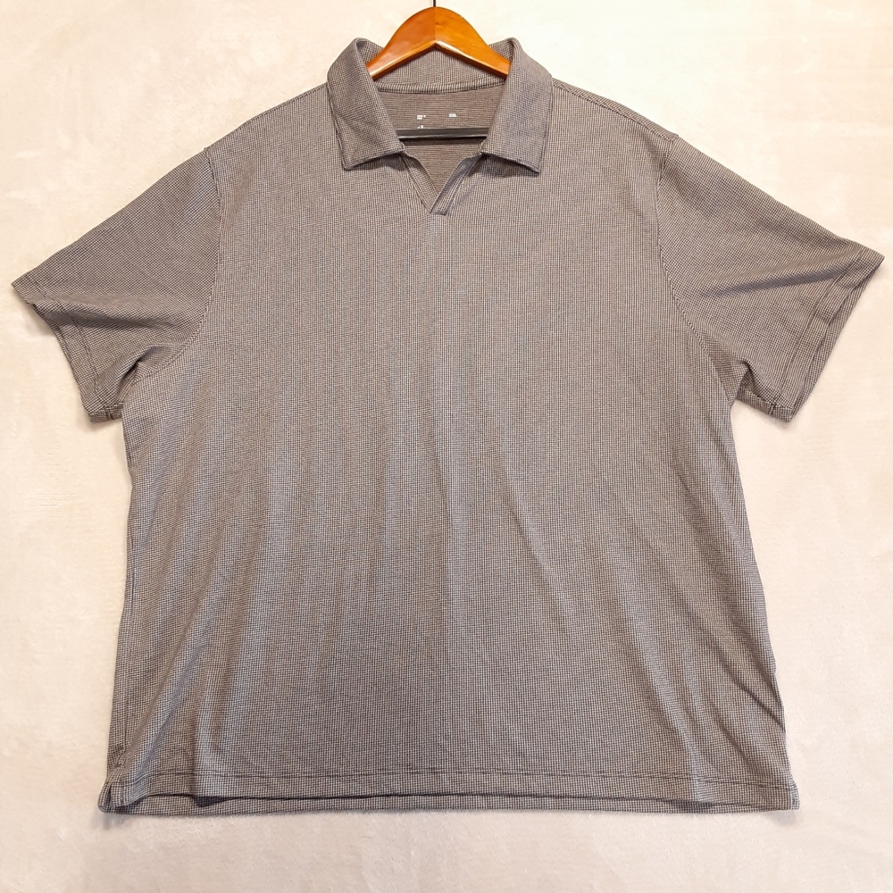 The Commons Mens Polo Drytex Blend XXL Black Micro Check Open Collar 2025